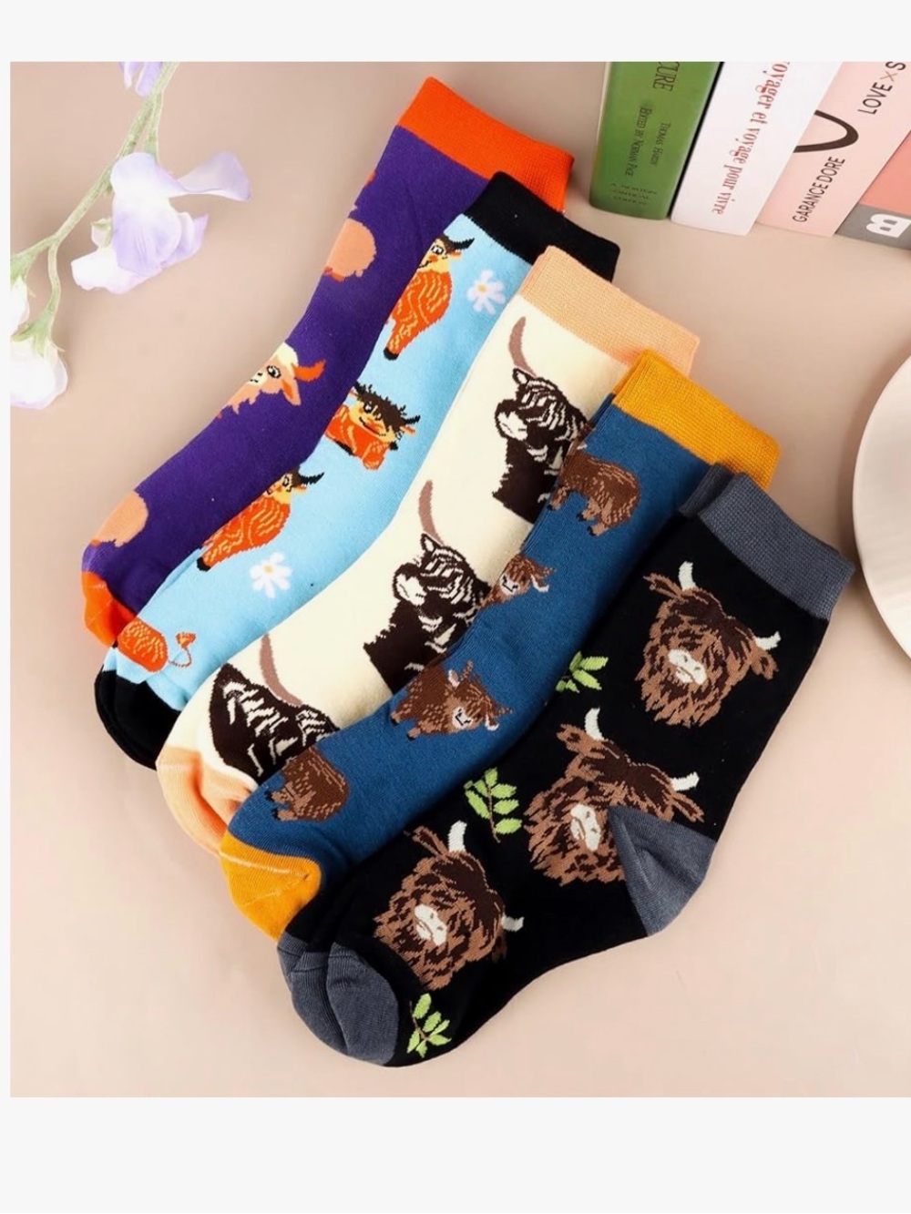 Highland cow Crew Socks - 5 Pack